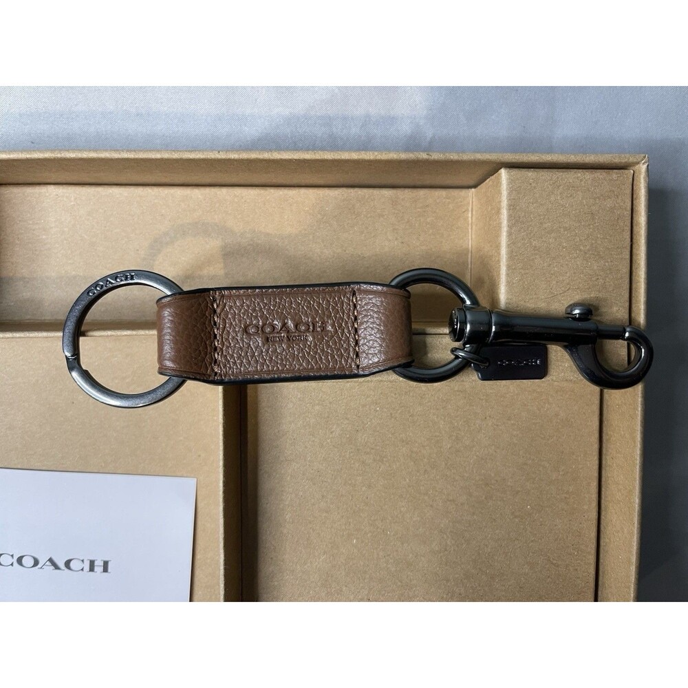 COACH LEATHER BROWN Restored Trigger Snap Key Fob KEYRING KEYCHAIN - Picture 2 of 5